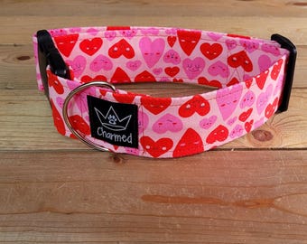 14"-28" Valentine's Day Dog Collar 2" Width, Pet Collar, Small, Medium, Large, XL, Collar, Holiday Collar, Doggy Love Collar, Woof You