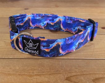 13"-26" Holographic Agate Dog Collar 1.5" Width, Pet Collar, Medium, Large, XL, Holographic, Crystal Collar, Agate, Sparkles, Flashy Dog