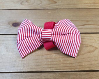 GIANT Dog Bow Tie, Hook & Loop Closure, Cotton Bow Tie For Collar or Harness, Stripes
