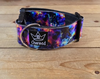 11"-19" PETITE Holographic Dog Collar 2" Width, Medium, Large, XL, Colorful, Waterproof Ottertex Lined