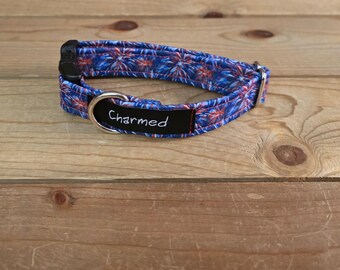 8"-16" Dog Collar 3/4" Width, Pet Collar, Small Dog Collar, Medium Collar, Large, 4th of July, Patriotic, Red White & Blue Collar, Holiday