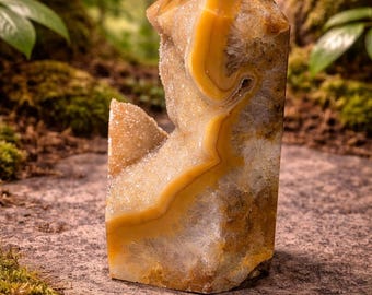 Druzy Agate with Quartz Tower, 1lb 7oz, 5" Tall, Stunner