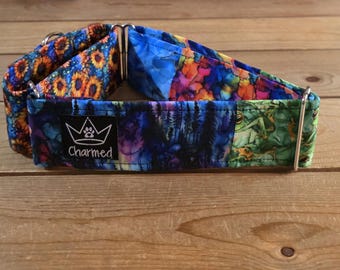 14"-27" Patchwork Pups Martingale Collar 2" Width, Pet Collar, Medium, Large, XL, Patchwork Martingale, Girl Martingale