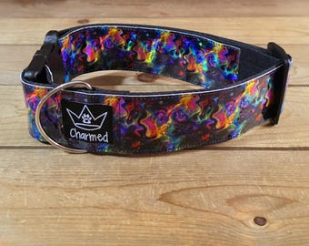 13"-27" Holographic Dog Collar 2" Width, Medium, Large, XL, Colorful, Waterproof Ottertex Lined