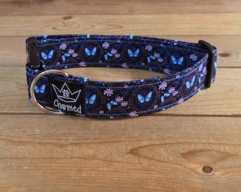 13"-26" Dog Collar 1.5" Width, Neon Collar, Medium, Large, XL, Summer Collar, Buckle Dog Collar, Cottagecore, Butterfly Collar