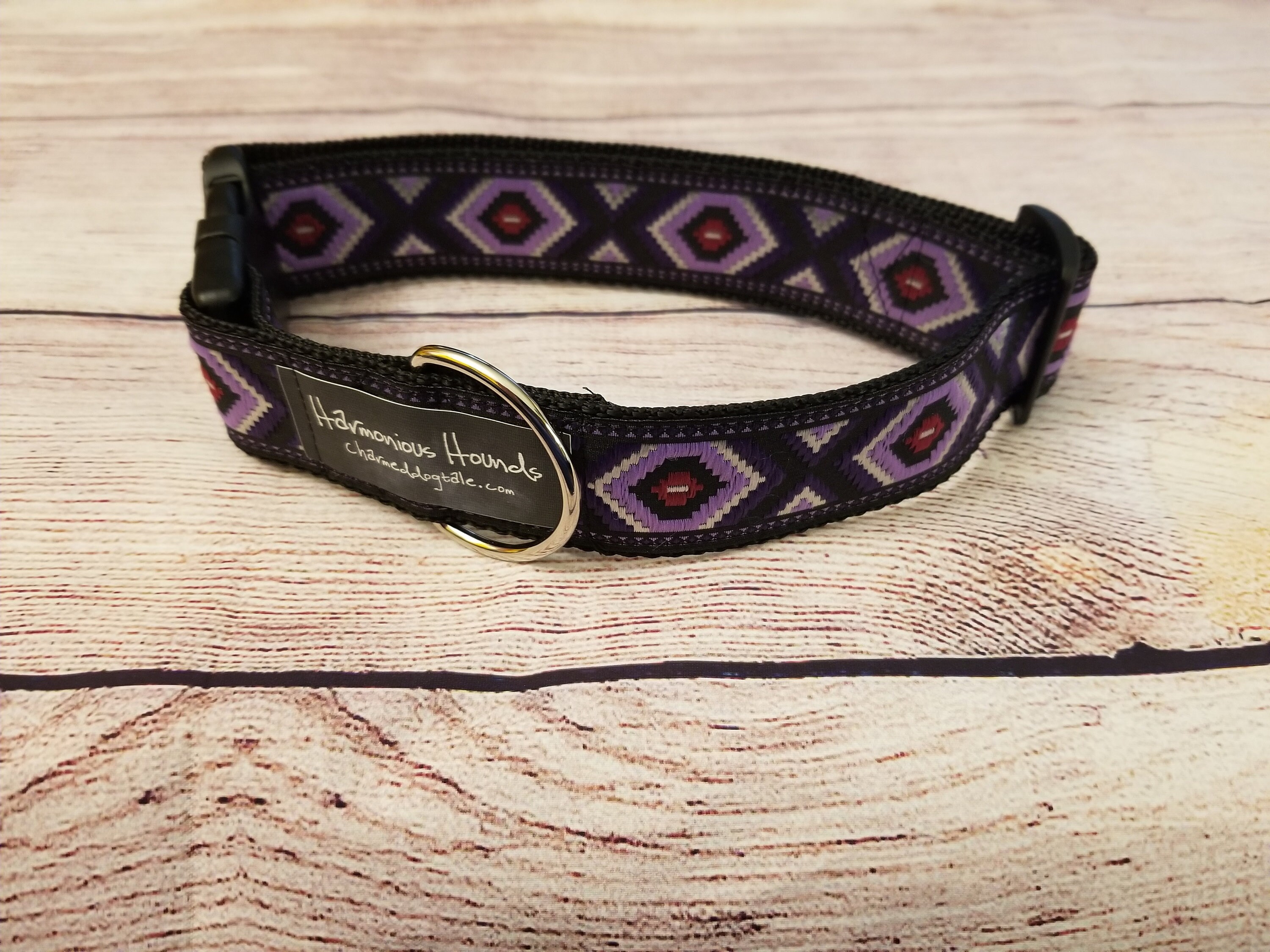 1426 Harmonious Hounds Dog Collar 1.5 width, Jacquard Ribbon, Guitar