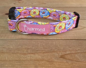 11"-22" Donut Dog Collar 1" Width, Pet Collar, Medium, Large Dog Collar, XL, Bright Dog Collar, Summer, Doggy Donuts, Buckle Dog Collar