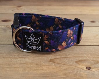 10"-18" PETITE Fall Dog Collar 1.5" Width, Small Collar, Medium, Large, XL Dog Collar, Autumn Collar, Leaves, Seasonal Collar, Buckle Collar