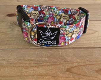 PETITE 11"-18" Dog Collar 1.5" Width, Pet Collar, Small, Videogame Dog Collar, Throwback Collar, Buckle Dog Collar, Mario, Luigi,