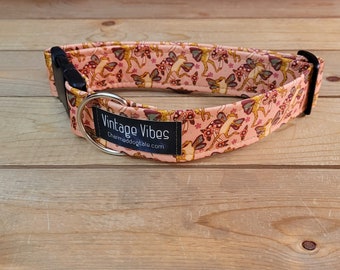 13"-26" Dog Collar 1.5" Width, Pet Accessory, Fabric Collar, Pet Collar, Medium, Large, Vintage Vibes, Happy Frog, Cottagecore, Dancing