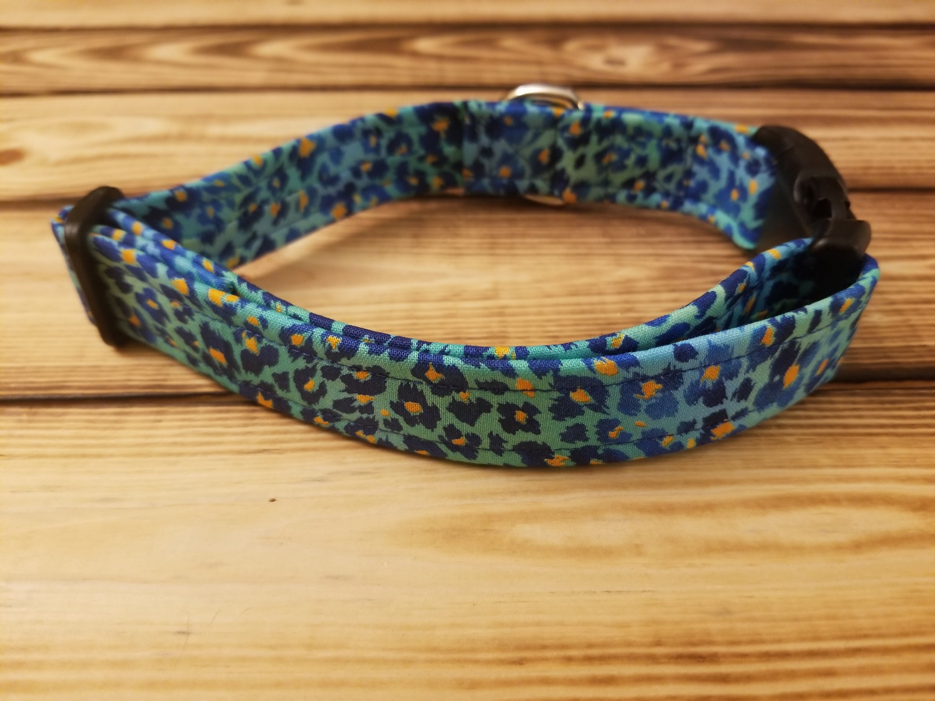 1224 Animal Print Dog Collar 1 Width, Fabric Collar, Pet Collar, Small
