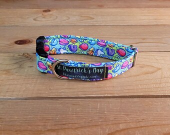 8"-16" St. Patrick's Day Collar 3/4" Width, Pet Collar, Small, Medium, Large Collar, XL, Lucky Dog, Holiday Collar, Kiss Me, Irish
