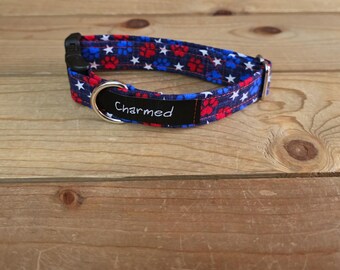 8"-16" Dog Collar 3/4" Width, Pet Collar, Small Dog Collar, Medium Collar, Large, 4th of July, Patriotic, Red White & Blue Collar, Holiday