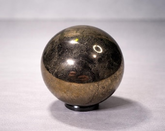 Pyrite Sphere, 12.85oz, 53mm, Hematite Sphere Stand Included