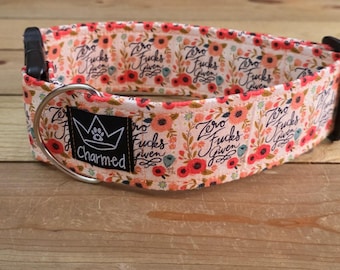 14"-28" Swear Dog Collar 2" Width, Medium, Large, XL, Swear Dog Collar, Naughty Collar, Funny, Explicit, Zero Fucks Given