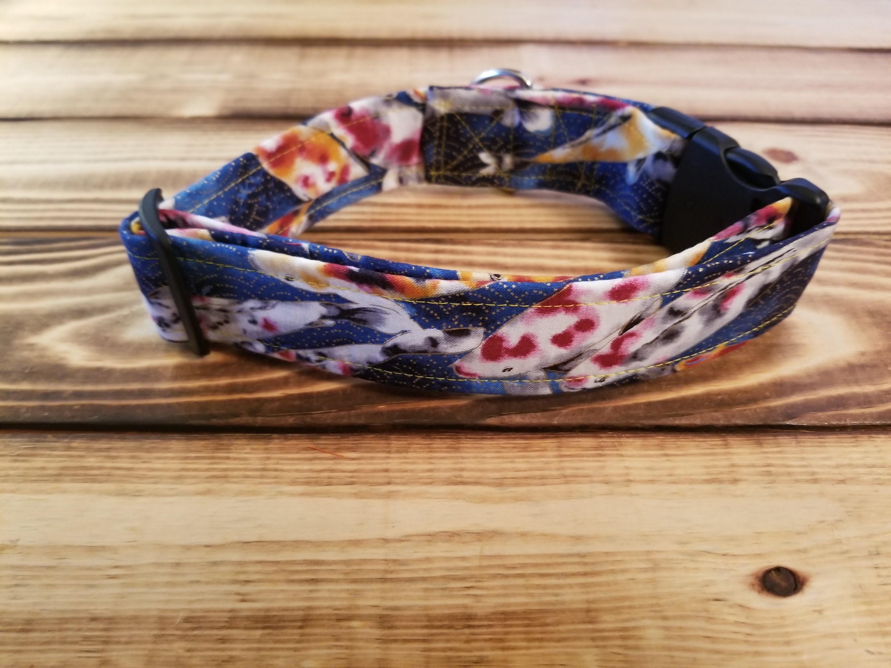 1427 Koi Dog Collar 1.5 Width, Pet Collar, Large, Dog Collar, Pet