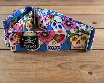 14"-27" Martingale Collar 2" Width, Pet Collar, Medium, Large, Big Dog Collar, Skulls Collar, Frida Kahlo, Painter