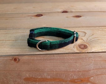 6"-12 Fido's Flannel Dog Collar 1/2" Width, Pet Collar, XS, Small, Cat, Dog Collar, Mammoth Flannel, Warm Collar, Plaid