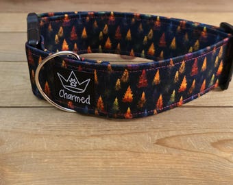 14"-28" Fall Dog Collar 2" Width, Pet Collar, Medium, Large, XL Dog Collar, Autumn Collar, Leaves, Seasonal Collar, Buckle Collar