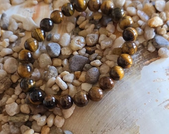 8mm Tigers Eye Crystal Bracelet, 7" Elastic, Handmade