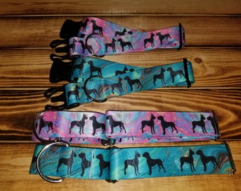 2" or 1.5" Width Great Dane Collar or Martingale 15"-28", Great Dane, Dane Collar, Marble, Dane Silhouette, Boy, Girl, Designer