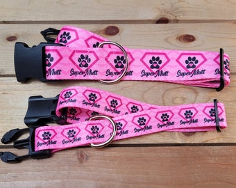 1" or 1.5" Width GIRL SUPER MUTT Dog Collar or Martingale, Unisex Collar, Super, Superhero Dog, Dog Hero, Super Mutt, Pink Hero