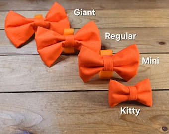 Dog Bow Tie, Hook & Loop Closure, Cotton Bow Tie For Collar or Harness, Orange