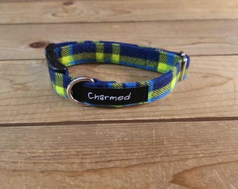 8"-16" Fido's Flannel Dog Collar 3/4" Width, Pet Collar, Small, Medium Dog Collar, Snuggle Flannel, Warm Collar, Plaid