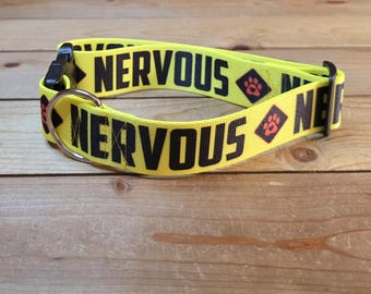 13"-26" Dog Collar 1.5" Width, Pet Collar, Medium, Large, XL Dog Collar, Nervous, Patterned Webbing
