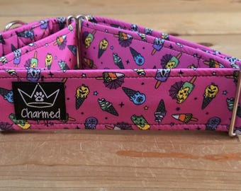 14"-28" Halloween Martingale Collar 2" Width, Small, Medium, Large, XL, Halloween, Holiday Martingale, Tricky or Treat, Spooky Dog