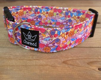 14"-28" Dog Collar 2" Width, Pet Collar, Medium, Large Dog Collar, XL, Bright Dog Collar, Summer, Candy, Snacks, Throwback Snacks