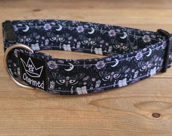 13"-26" Dog Collar 1.5" Width, Pet Collar, Small, Medium Collar, Summer Collar, Moth Collar, Cottagecore, Book Lover, Boho Dog Collar