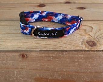 8"-16" Dog Collar 3/4" Width, Pet Collar, Small Dog Collar, Medium Collar, Large, 4th of July, Patriotic, Red White & Blue Collar, Holiday