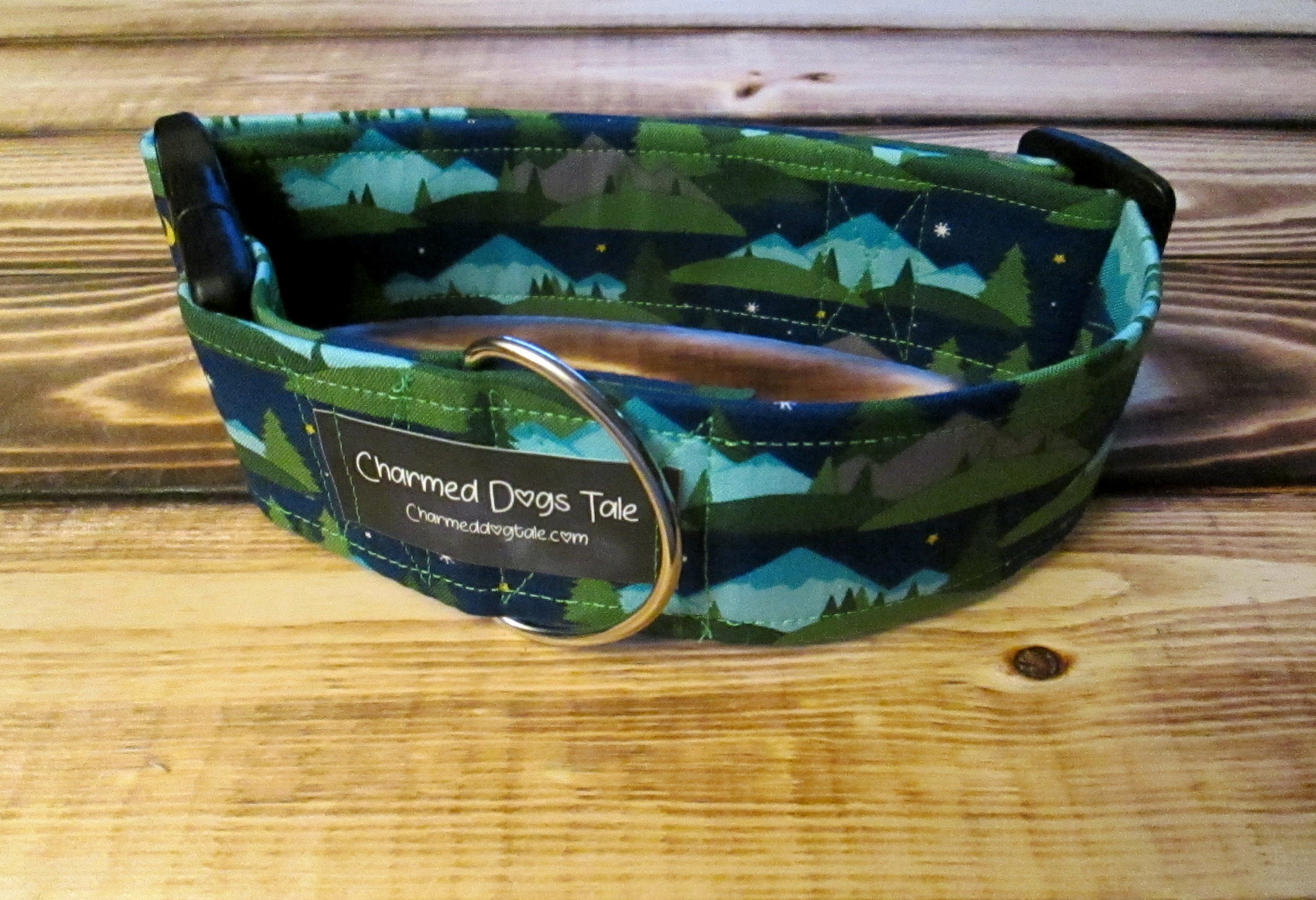 1528 Summer In Maine Dog Collar 2 width, Fabric Dog Collar, Summer Dog