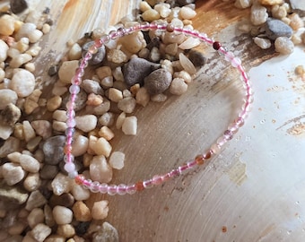 2mm Super 7 Crystal Bracelet, 7" Elastic, Handmade