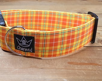 14"-28" Dog Collar 2" Width, Pet Collar, XL, Large, Medium Collar, Neon Plaid, Plaid Dog Collar