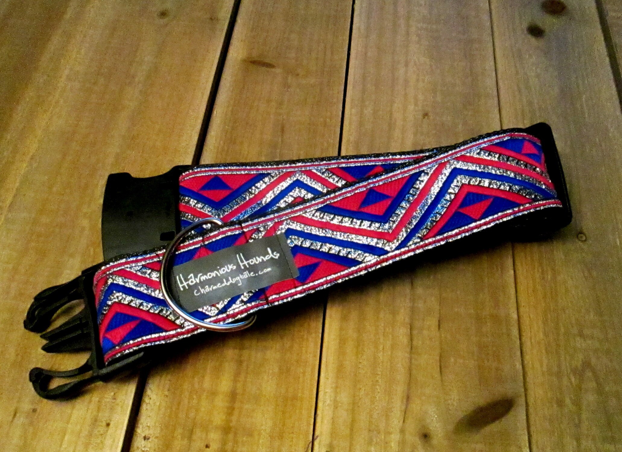 1328 Harmonious Hounds Dog Collar 2 width, Large Pet Collar, Jacquard