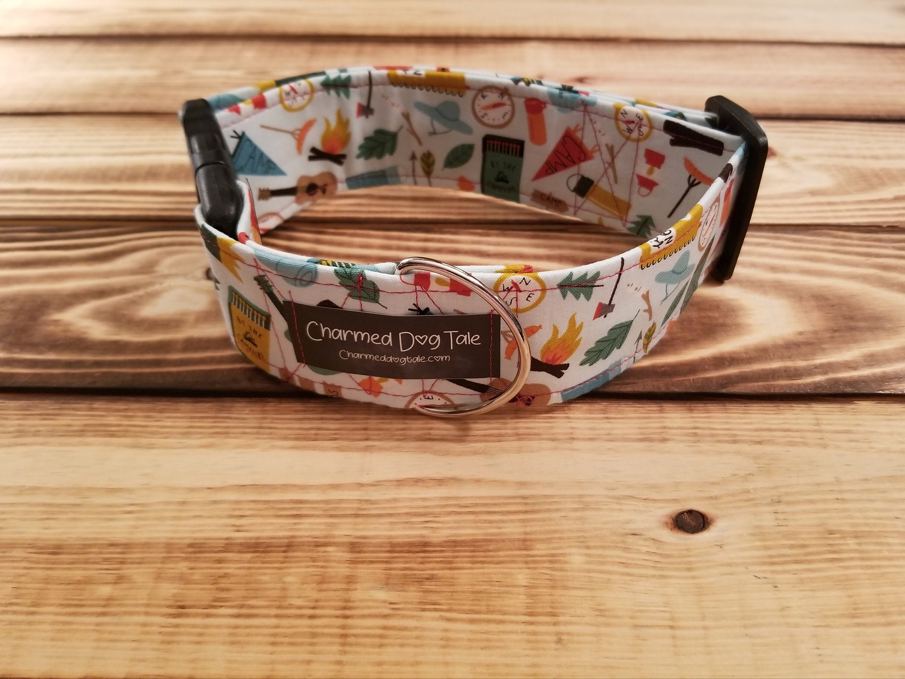 1528 Camping Dog Collar 2 Width, Pet Collar, Small, Medium, Large, Dog