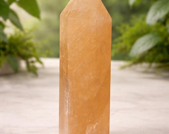 Flashy Honey Calcite Tower, 1lb 3oz  7" Tall, Beautiful Tower, Home Decor, Reiki, Healing, Honey Calcite