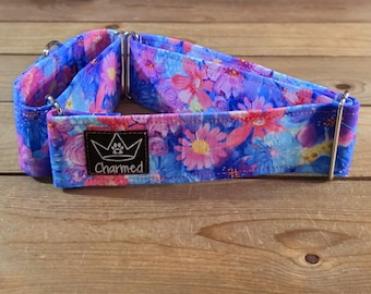 14"-27" Martingale Collar 2" Width, Pet Collar, Medium, Large, Big Dog Collar, Floral Collar, Flowers, Spring Collar, Daisy Dog, Girly