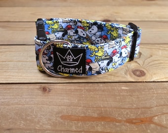 PETITE 10"-18" Dog Collar 1.5" Width, Pet Collar, Medium, Small, Cartoon Dog Collar, Summer, Snoopy, Woodchuck, Movie Dog Collar