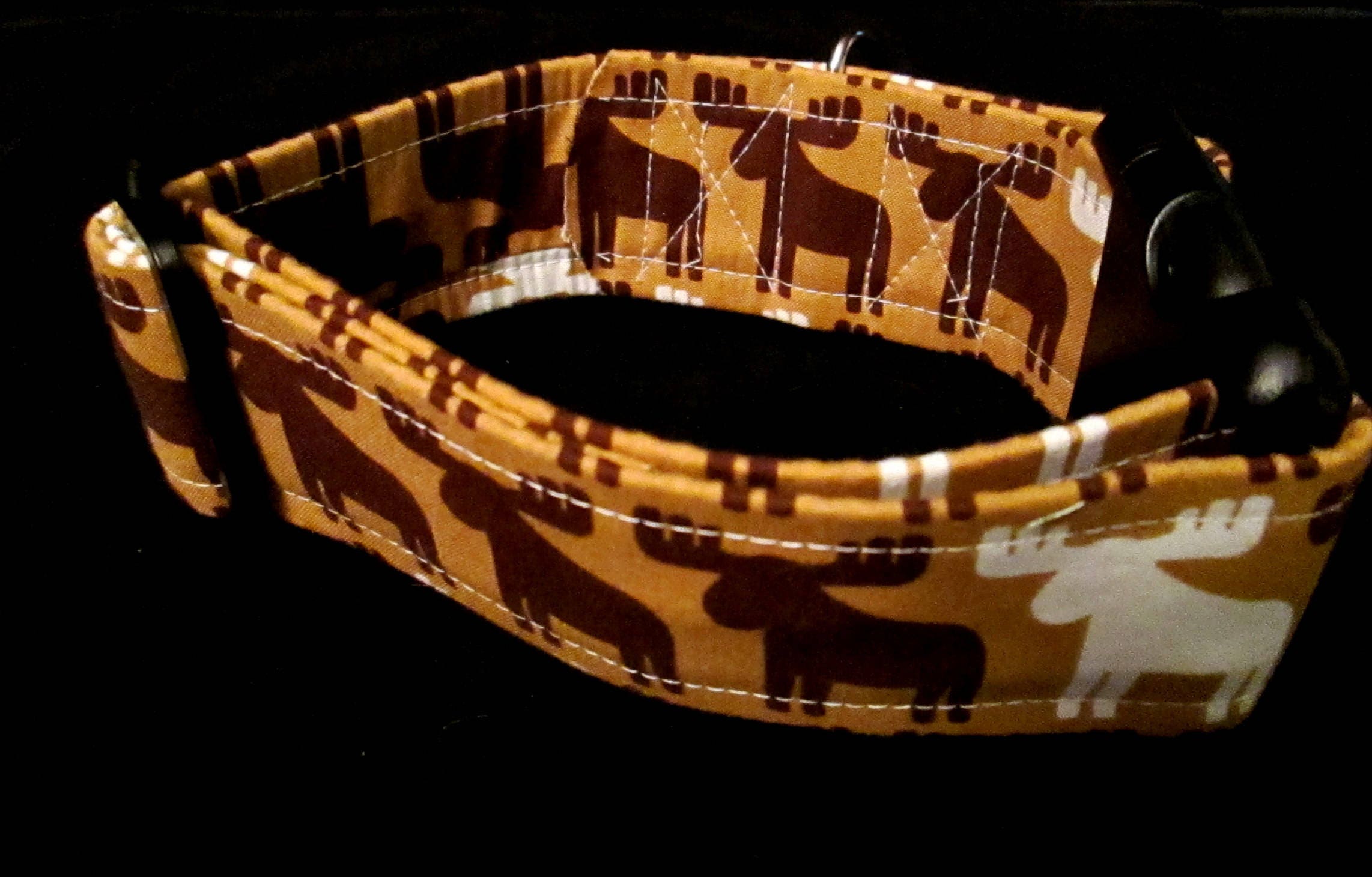 1424 Maine Moose Dog Collar 2 Width, Handmade Dog Collar, Large Dog