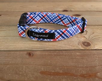11"-21" Dog Collar 1" Width, Pet Collar, Small Dog Collar, Medium Collar, Large, 4th of July, Patriotic, Red White & Blue Collar, Holiday