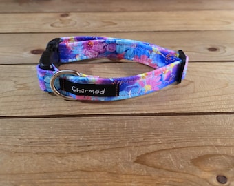11"-22" Dog Collar 1" Width, Pet Collar, Medium, Small, Large, Big Dog Collar, Cottagecore, Summer, Floral Moth Dog Collar, Flowers