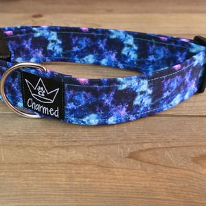 Collar para perro de 33 a 66 cm y 3,8 cm de ancho, color neón, tallas M, L y XL, para verano, galaxia, espacio exterior y estrellas.