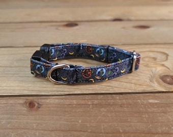 6"-12" Halloween Dog Collar 1/2" Width, Small, Tiny, Little Dog, Halloween, Holiday Martingale, Tricky or Treat, Spooky Dog, Ghost, Pumpkins