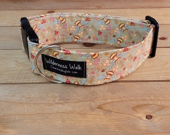 14"-28" Dog Collar 2" Width, Pet Accessory, Fabric Collar, Pet Collar, Medium, Large, Mushroom Collar, Bumblebee Dog Collar, Bee