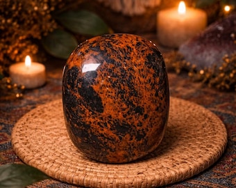 Mahogany Obsidian Palm Stone, 3.95oz. Beautiful Palm Stone, Home Decor, Reiki, Healing, Approx. 3"