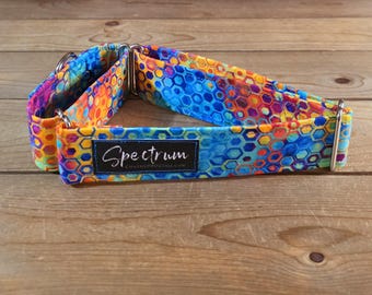 14"-27" Spectrum Martingale Collar 1.5" Width, Pet Wear, Small, Medium, Large Dog Collar, XL, Colorful, Fun, Vibrant, Spectrum, Martingale