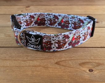 13"-26" Christmas Dog Collar 1.5" Width, Pet Collar, Small, Medium, Large Dog Collar, Holiday Collar, Side Release Buckle, Santa, Lights